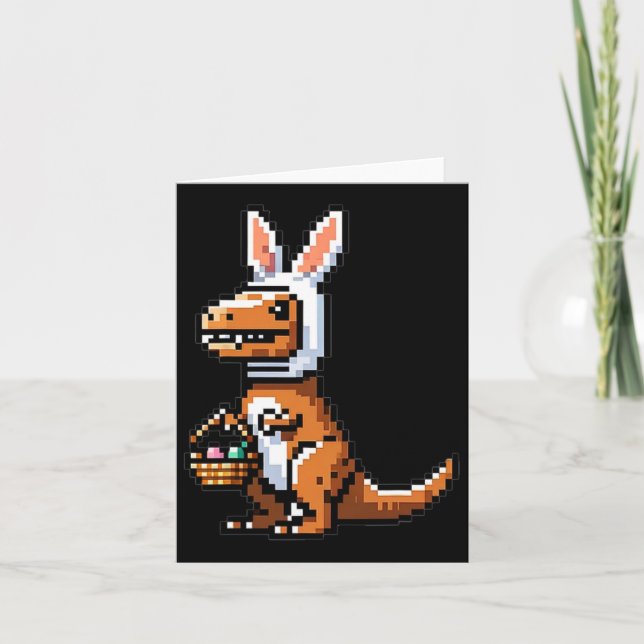 Pixeled Juric Egg Hunt Surprise Dino Easter Rabbit Card (Front)