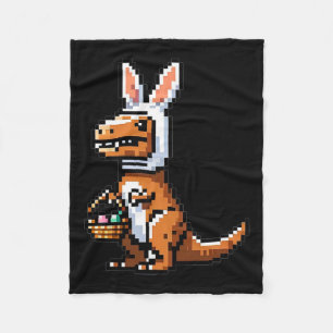 Pixeled Juric Egg Hunt Surprise Dino Easter Rabbit Fleece Blanket