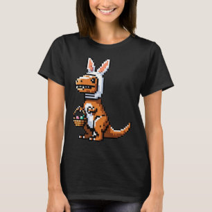 Pixeled Juric Egg Hunt Surprise Dino Easter Rabbit T-Shirt