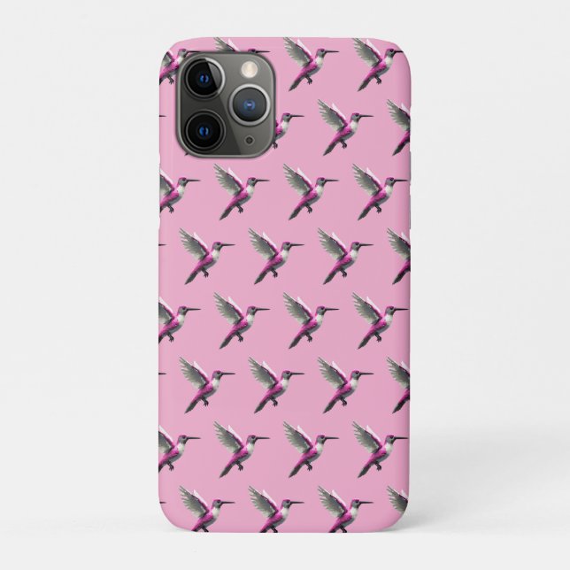 Pixeled Pink Hummingbird Case-Mate iPhone Case (Back)