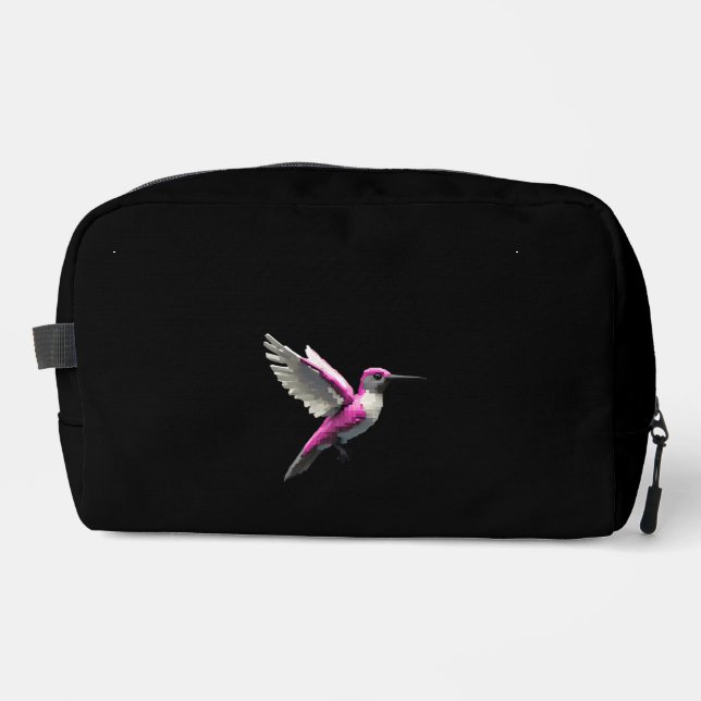 Pixeled Pink Hummingbird- Dopp Kit (Front)