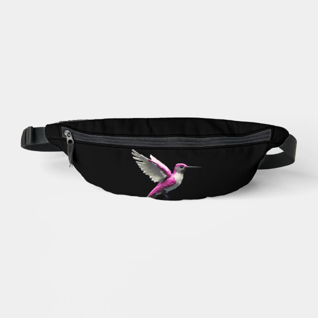 Pixeled Pink Hummingbird Fanny Pack (Front)