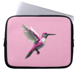 Pixeled Pink Hummingbird- Laptop Sleeve