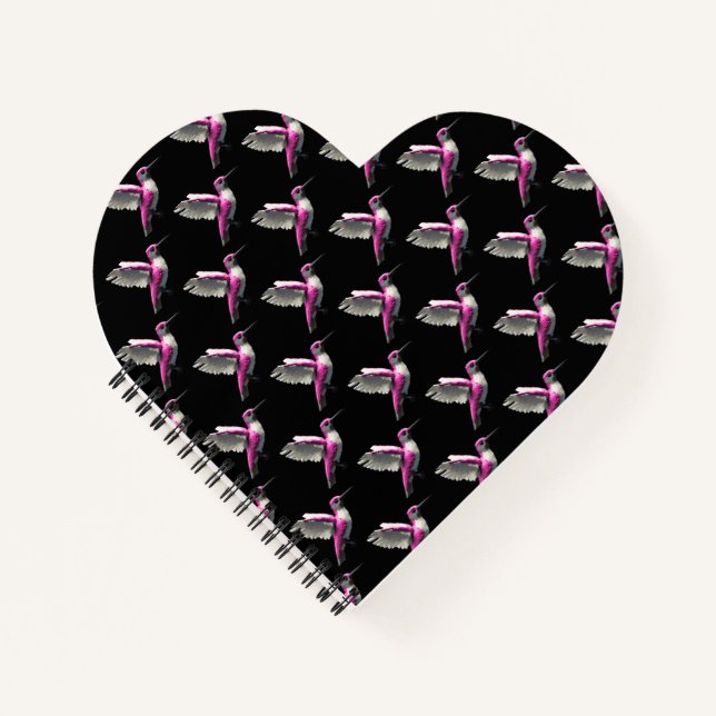 Pixeled Pink Hummingbird Notebook (Front)