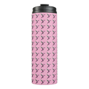 Pixeled Pink Hummingbird Thermal Tumbler
