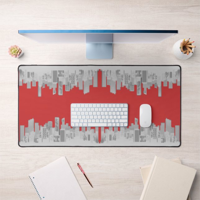 Pixeled town reflection desk mat (Office 1)