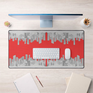 Pixeled town reflection mug desk mat