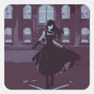 Pixelized Victorian Gothic 2 Square Sticker