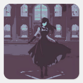 Pixelized Victorian Gothic 2 Square Sticker