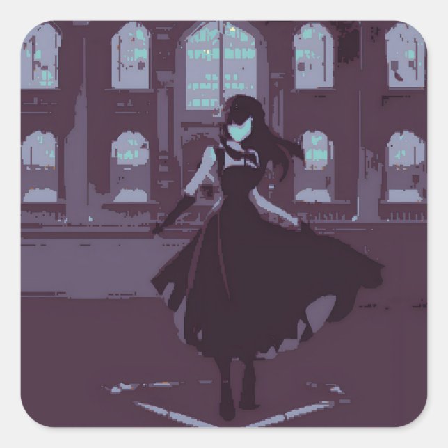 Pixelized Victorian Gothic 2 Square Sticker (Front)
