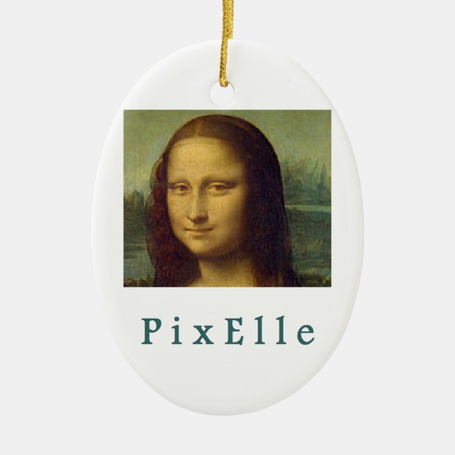 Pixelle femme ceramic ornament (Front)