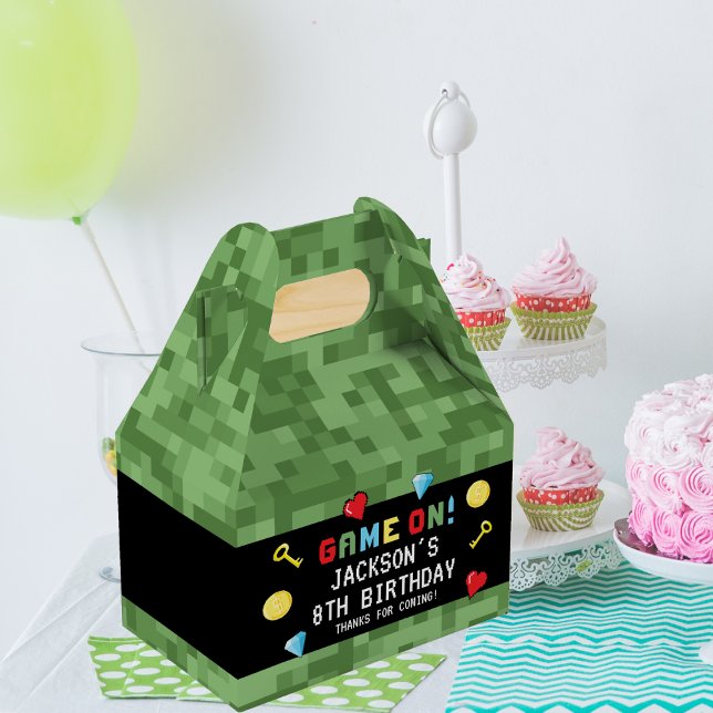 Pixels Arcade Game Level Up Kids Birthday Favor Box (Creator Uploaded)