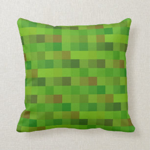 Pixels green throw pillow
