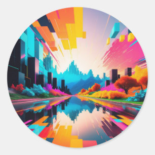Pixels Mania Classic Round Sticker
