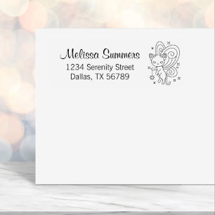Pixie Cat - Fairy Wings Kitty Address Self-inking Stamp