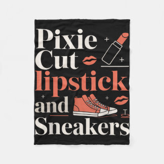 Pixie cut lipstick and sneakers short hair style  fleece blanket