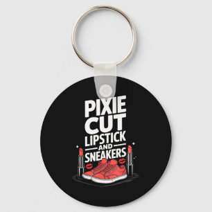 Pixie cut lipstick and sneakers short hair style keychain