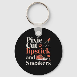 Pixie cut lipstick and sneakers short hair style  keychain