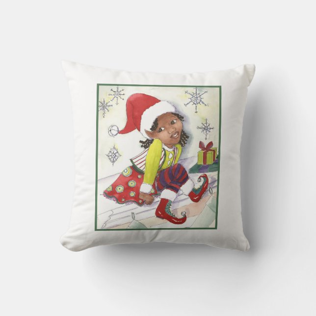 Pixie Elf Girl girls accent pillow (Front)