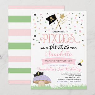 Pixie Et Pirate Invitation D'Anniversaire Pirate F