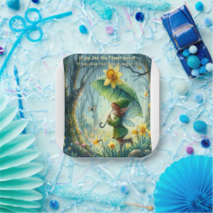 Pixie in the rain paper plate