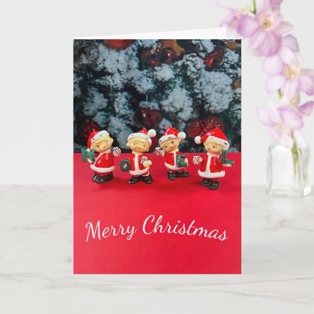 Pixie Magic Christmas Noel Mid-Century Elf Card (Orchid)
