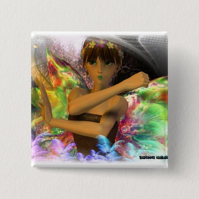 Pixie Model version 2 Inch Square Button (Front)