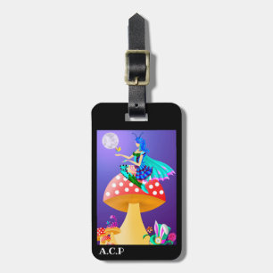 Pixie on Mushroom - Alice in Wonderland Inspired  Luggage Tag
