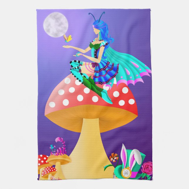Pixie on Mushroom Tea Towel (Vertical)