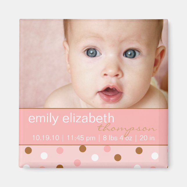 Pixie Pink Pois Baby Girl Photo Magnet (Devant)