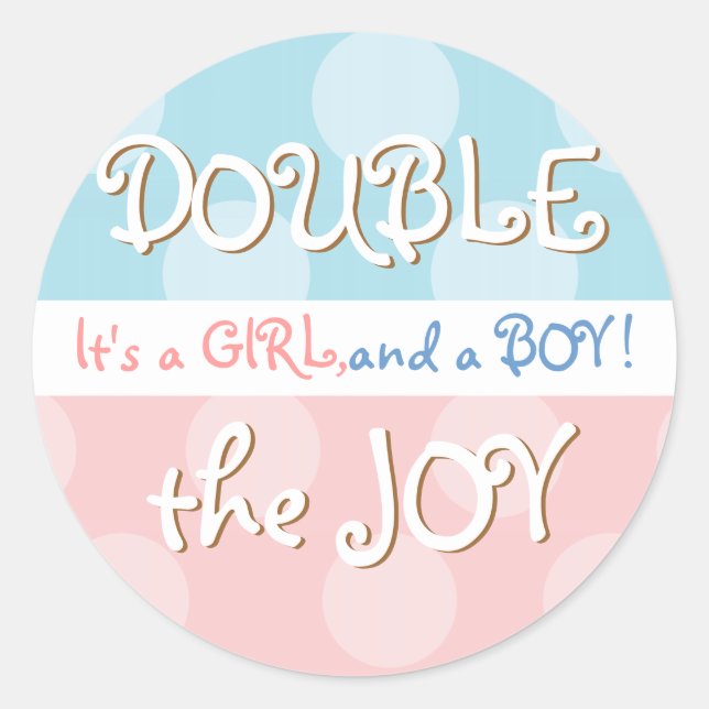 Pixie Polka Dot Twin Boy & Girl Baby Sticker (Front)
