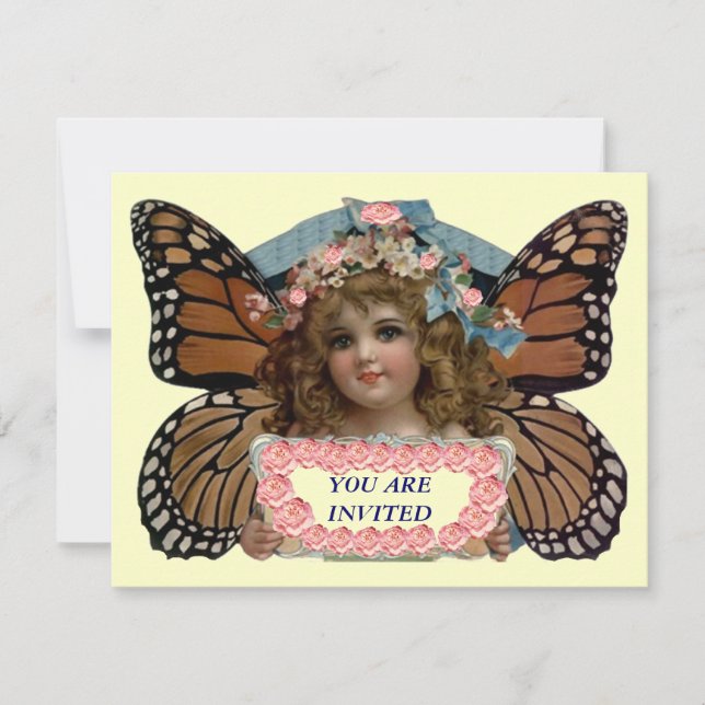 PIXIE PRINCESS PARTY INVITE BUTTERFLY EZ CUSTOMIZE (Front)