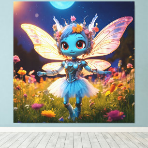 Pixie Robot Ballerina Dancing in the Wildflowers Canvas Print