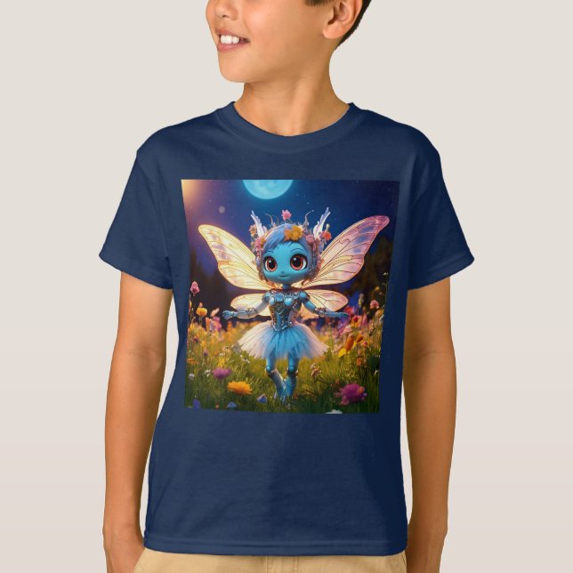 Pixie Robot Ballerina Dancing in the Wildflowers T-Shirt (Front)