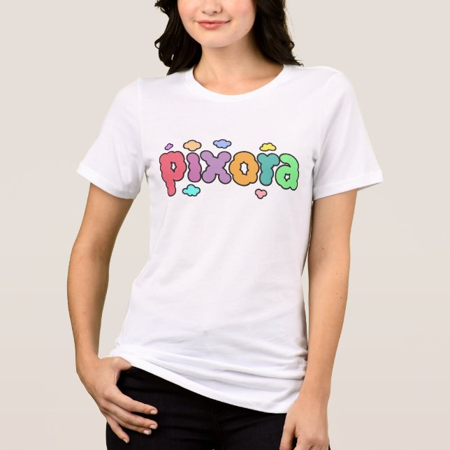 Pixora – Colourful Bubble Letter Logo Design Tri-Blend Shirt (Front)