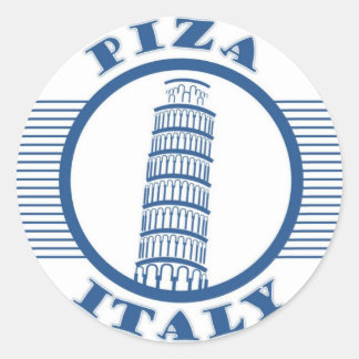 PIZA ITALY BLUE CLASSIC ROUND STICKER