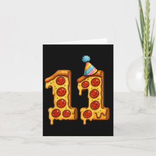 Pizza 11th Birthday 11 Years Old Party Hat Bday Bo Card