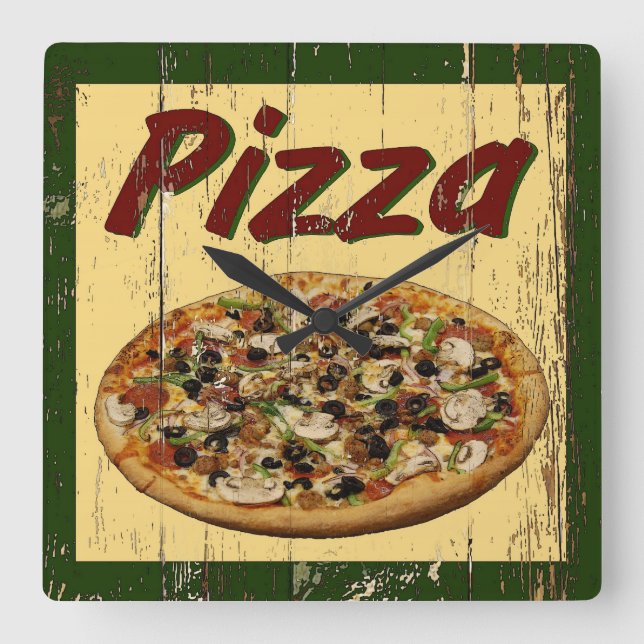 Pizza 1 square wall clock (Front)
