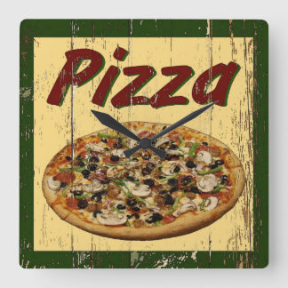 Pizza 1 square wall clock