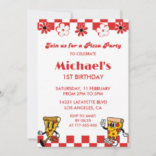 Pizza 1er Anniversaire Invitations  Pizza Party
