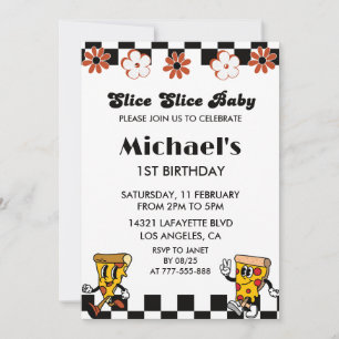 Pizza 1er Anniversaire Invitations  Slice slice ba