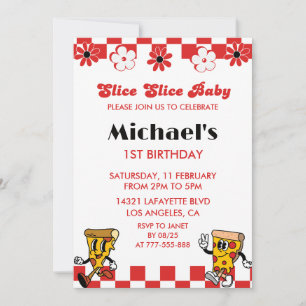 Pizza 1er Anniversaire Invitations Slice slice béb