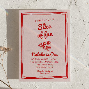 Pizza 1st Hand Written Drawn Slice Of Fun Birthday Invitation