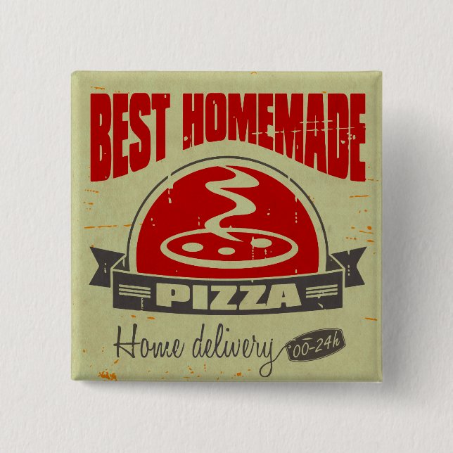 Pizza 2 Inch Square Button (Front)