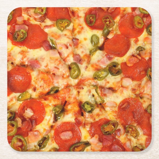PIZZA 2  SQUARE PAPER COASTER (Front)