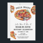 Pizza 50th Birthday Party Invitation<br><div class="desc">watercolor pizza party invitations. All text is adjustable and easy to change for your own party needs. Adult birthday party invitations,  printable download invites,  casual modern simple adult party ideas.</div>