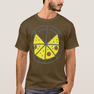 Pizza 6 Slices Cheese Pepperoni Funny Geometric Fo T-Shirt