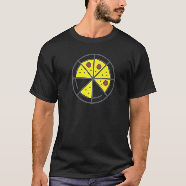 Pizza 6 Slices Cheese Pepperoni Funny Geometric Fo T-Shirt (Front)