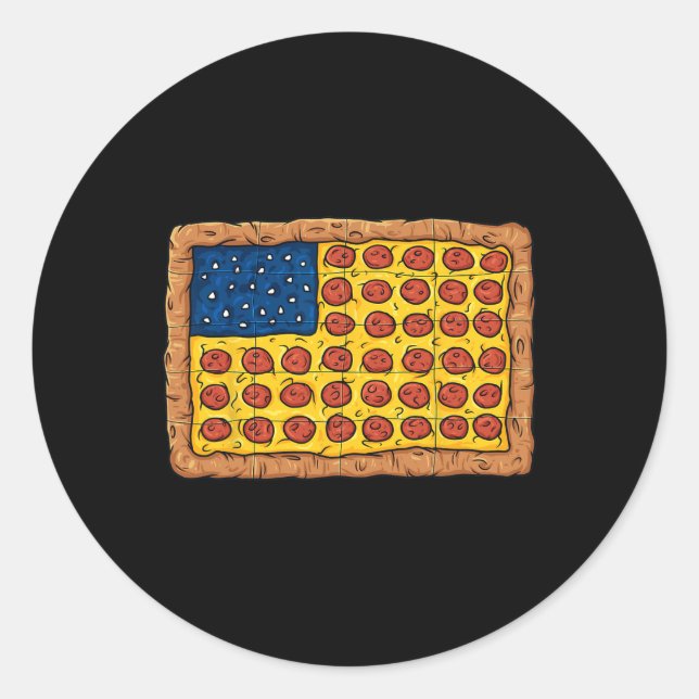 Pizza American Flag 4th Of July Fun Food Boys Girl Classic Round Sticker (Front)