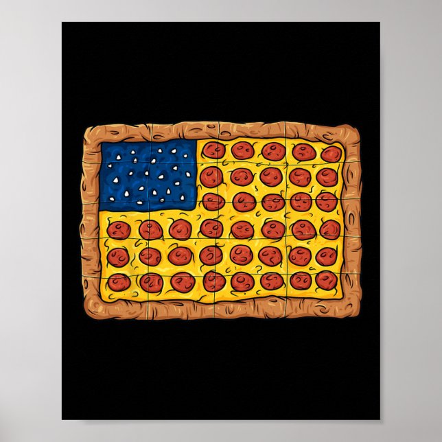 Pizza American Flag 4th Of July Fun Food Boys Girl Poster (Front)
